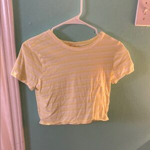 Yellow Striped Crop Top